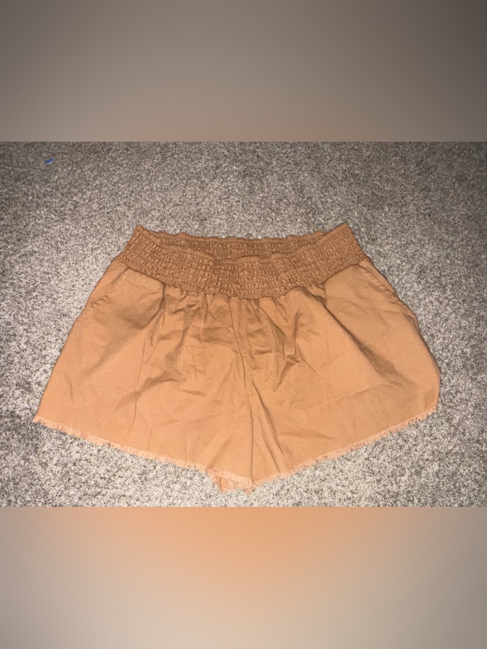 Full Tilt Camel Smocked Mini Skirt